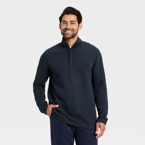 Men quilted fleece - men's, zip