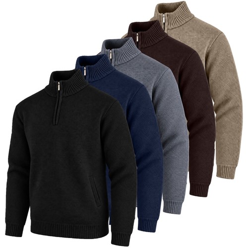 Men quarter zip knit sweater - zip,